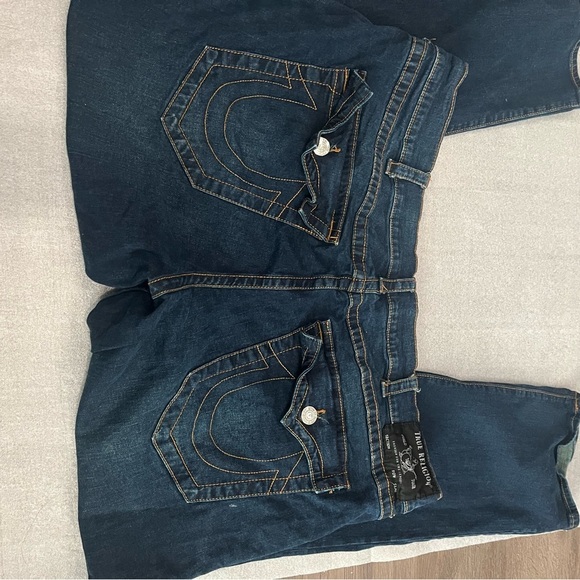 [W44Inseam30”]TrueReligion Ricky Relaxed Straight Jeans M Dark Blue Flap Pockets - Picture 7 of 9
